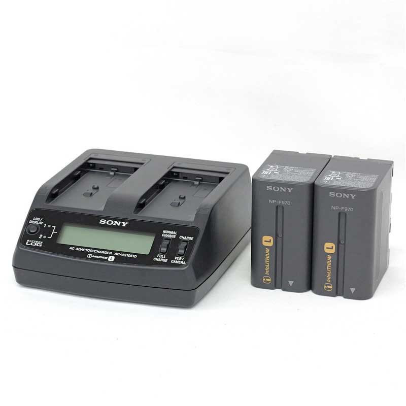 【AC-VQ1051D ジャンク品】 SONY 二連充電器（DCケーブル欠品、バッテリー2本付）