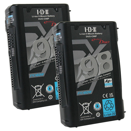 【DUO-C98P(x2) 会員特価品】 IDX Vマウントタイプリチウムイオンバッテリー 2本セット