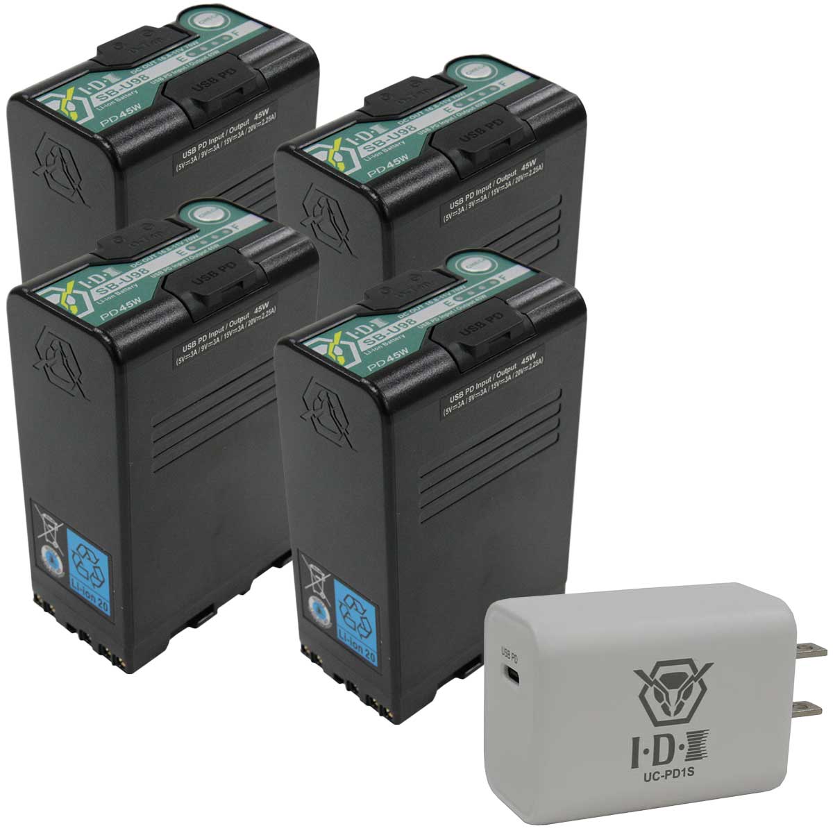【IDXキャンペーン SB-U98/PD 4本 ＋ UC-PD1S 1個】 IDX Sony BP-Uタイプバッテリー・USB PD充電器セット