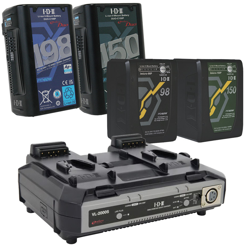 【IDXキャンペーン Vマウントバッテリー 4本 ＋ VL-2000S】 IDX Vマウントバッテリー・充電器セット