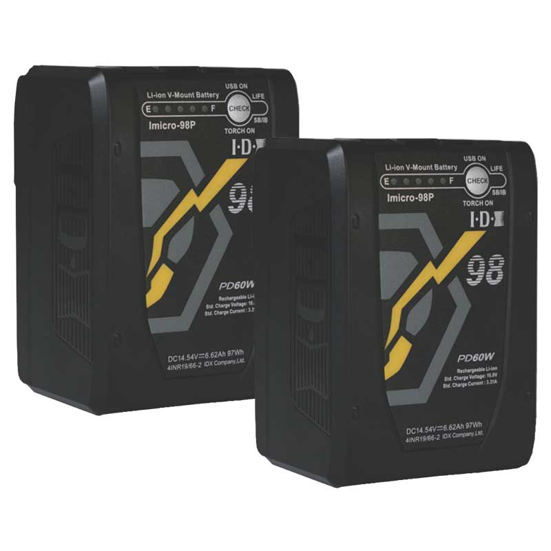 【Imicro-98P(x2)】 IDX Vマウントマイクロタイプ リチウムイオンバッテリー 2本セット