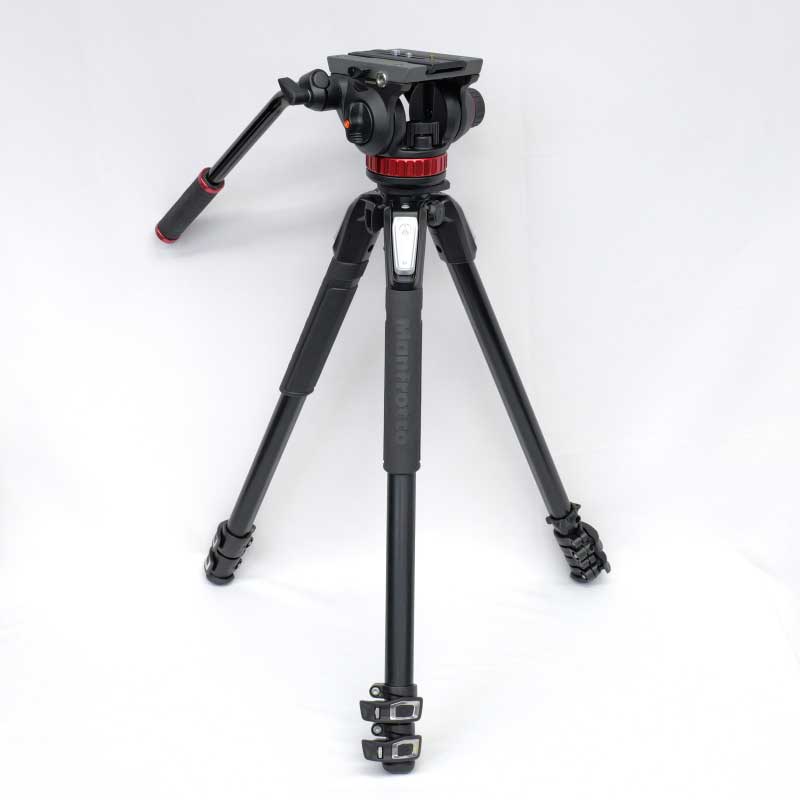 【MVK502055XPRO3 現状渡し 中古品】 Manfrotto MVH502AHビデオ雲台＋MT055XPRO3アルミ三脚
