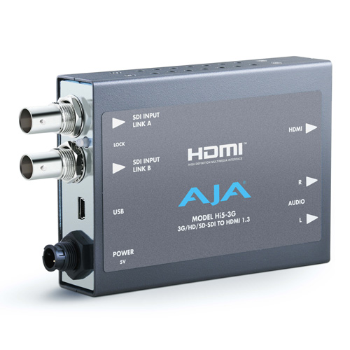 【Hi5-3G】 AJA 3G/デュアルリンクHD-SDI → HDMI コンバーター